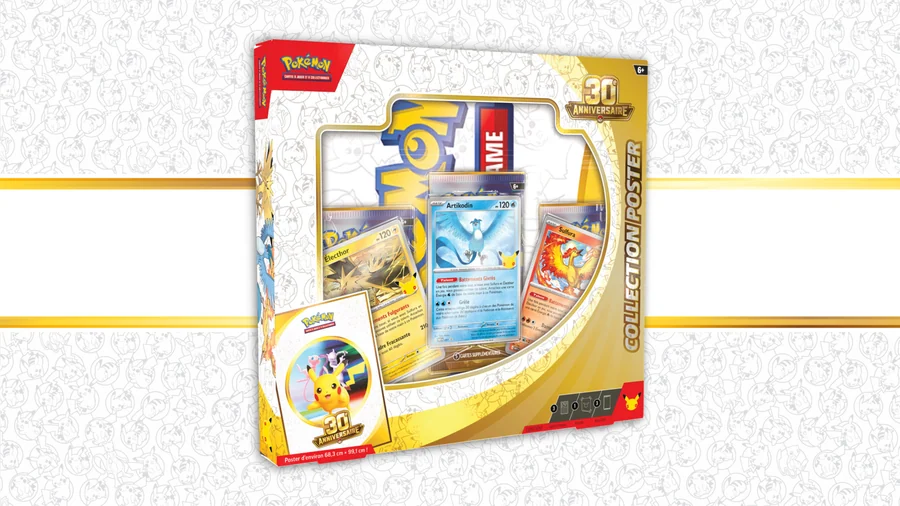 Collection poster 30ᵉ Anniversaire avec cartes promo des oiseaux légendaires de Kanto