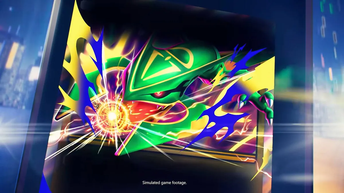 Premier visuel de la carte Méga-Rayquaza ex de l'extension Pokémon TCG Pocket Ruler of the Skies